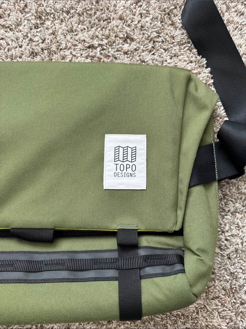 Topo Designs Olive Green Messenger/Computer Bag with Adjustable Strap